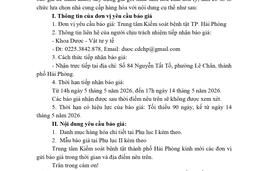 995 Thư mời báo giá hóa chất hóa lý