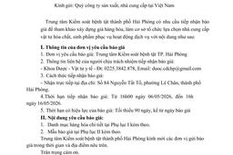 1005 Thư mời báo giá mua sắm vật tư, hóa chất, sinh phẩm