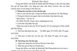 1154 Thư mời báo giá mua sắm thuốc Generic cho các khoa chuyên môn