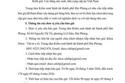 609 Thư mời báo giá Hóa chất vi sinh xét nhiệm dich vụ