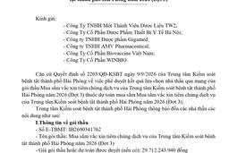 2219 Thông báo kết quả lựa chọn nhà thầu gói thầu: Mua sắm vacxin tiêm chủng dịch vụ