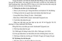 1310 Thư mời báo giá dịch vụ kiểm tra, bảo dưỡng thiết bị phòng cháy, chữa cháy