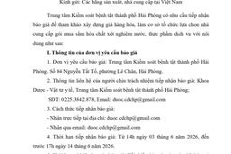 1263 Thư mời báo giá Hoá chất xét nghiệm nước, thực phẩm dịch vụ lần 2